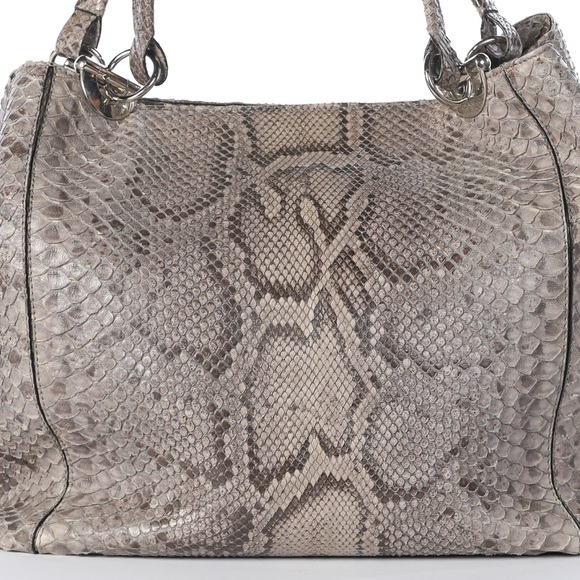 Cape Cobra Grey Snakeskin Large Shoulder Bag - Picture 9 of 12